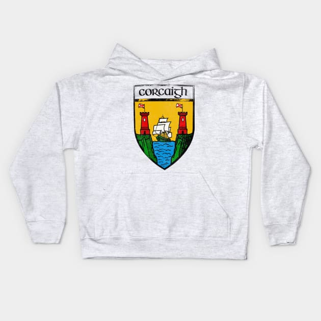 Corcaigh / Cork  / Vintage Style Crest Coat Of Arms Design Kids Hoodie by feck!